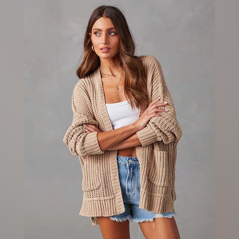 Miracle Tan Knit Cardigan Sweater